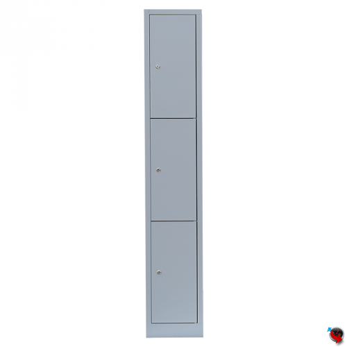 Stahl-Fächer-Schrank - 1 Abteil, 3 Fächer übereinander, auf Sockel. Anzahl der Fächer: 3, Fächer ohne Inneneinteilung